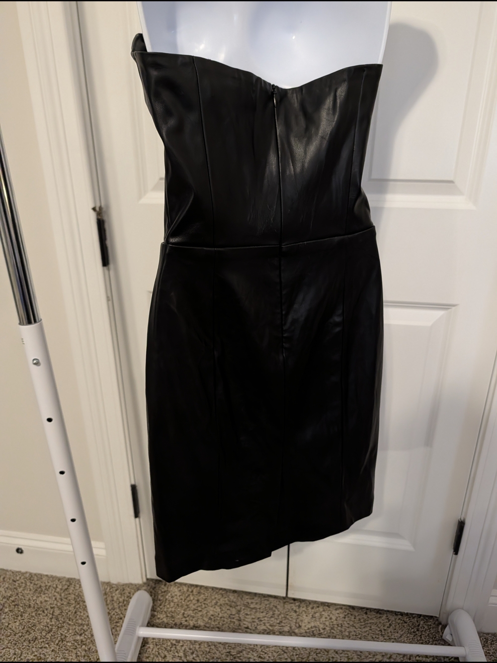 Kittenish Strapless Black Faux Leather Sheath Dress - Picture 3 of 8